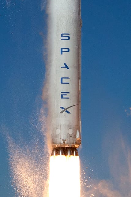 SpaceX rocket flying